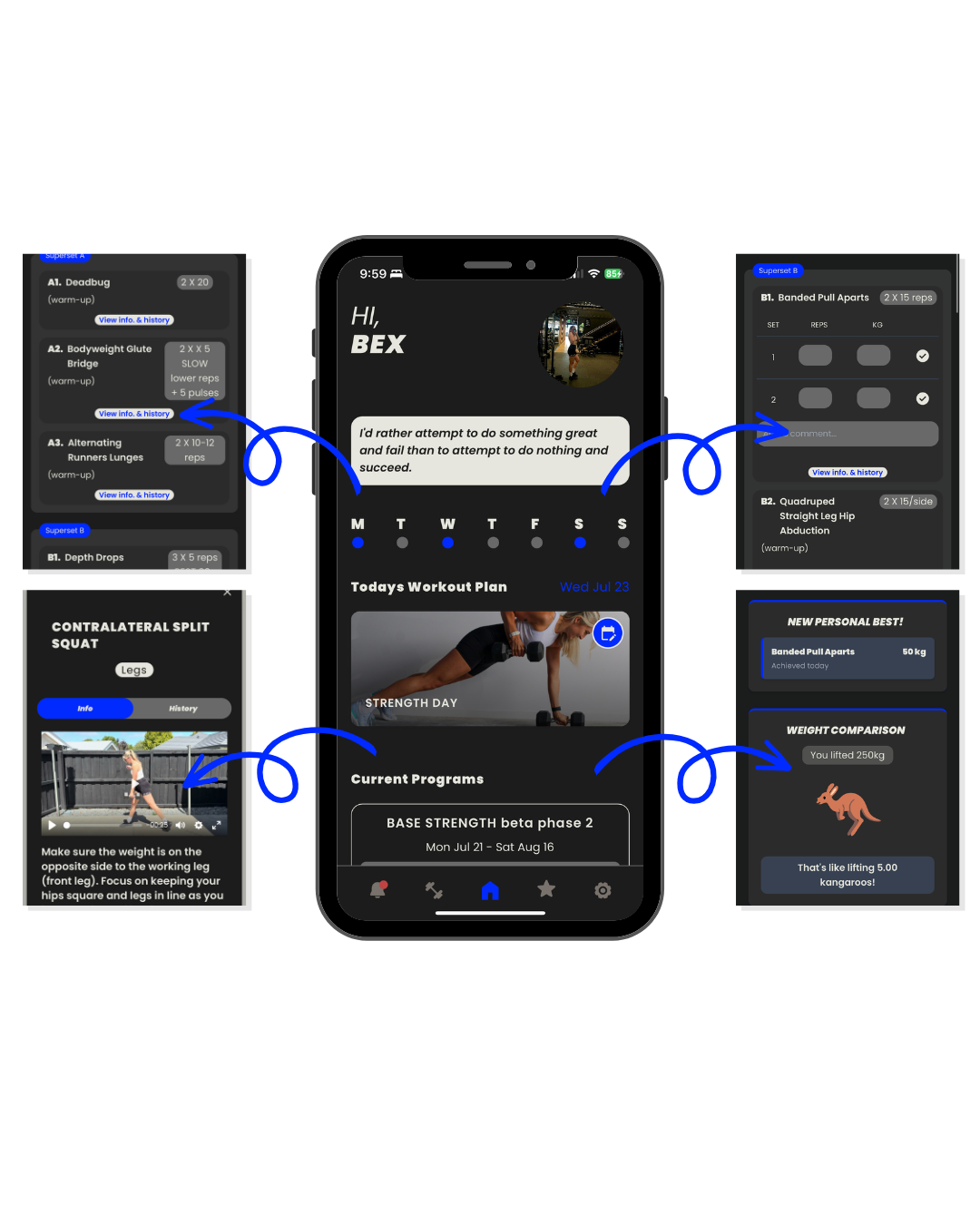 Bexfit app screens